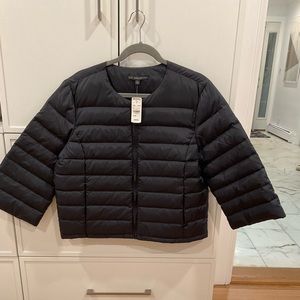 Brooks Brother navy puffer jacket, 3/4 length sleeve